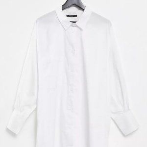 Threadbare oversized balloon sleeve shirt dress in white